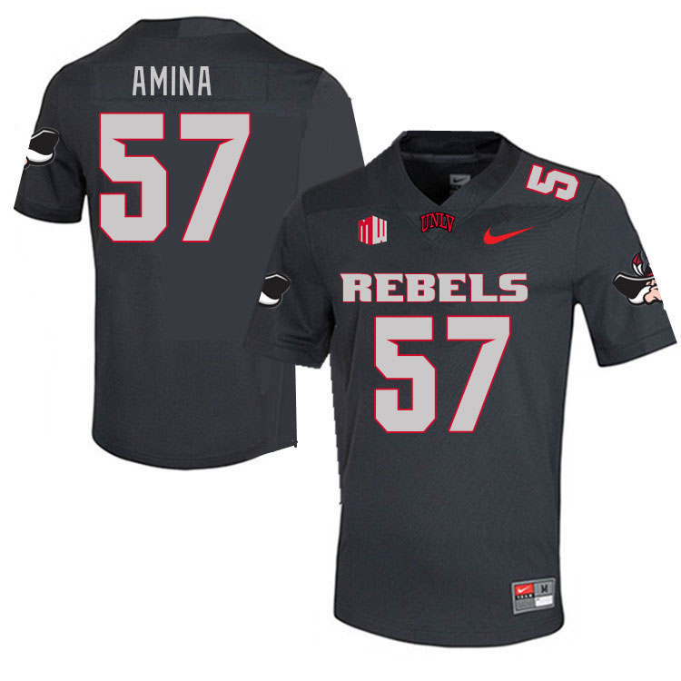 Men #57 Bam Amina UNLV Rebels 2023 College Football Jerseys Stitched-Charcoal